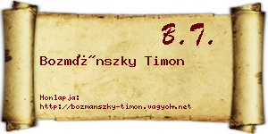 Bozmánszky Timon névjegykártya